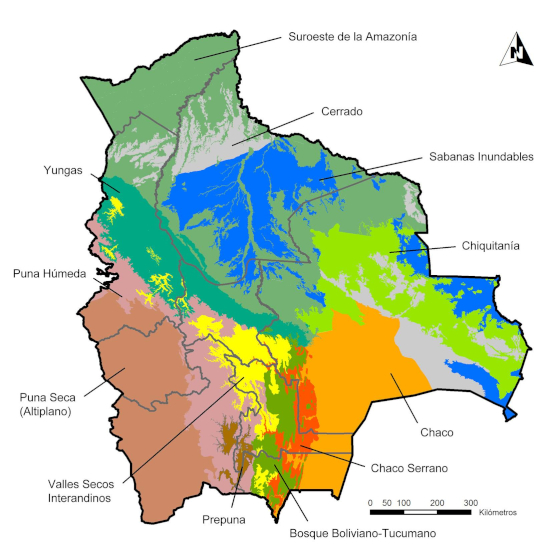 Mapa de ecorregiones de Bolivia